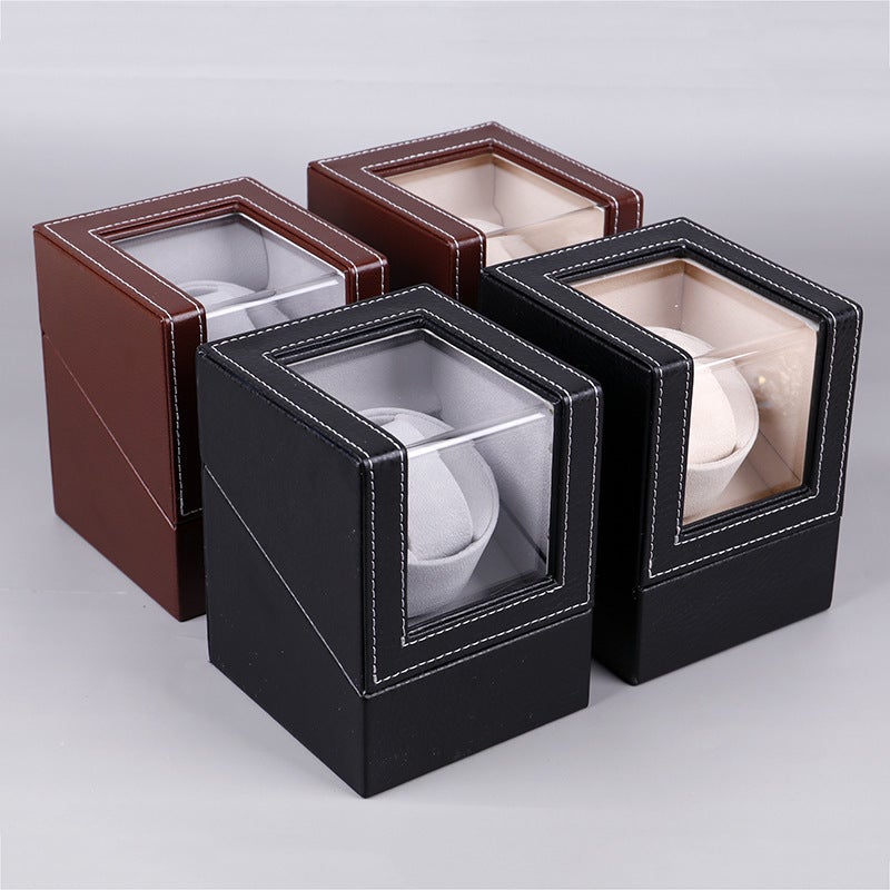 Tan Yun Zhiyuan Carbon Fiber Pu Leather 1+0 Automatic Winding Motor Box Watch Storage Display Watch Shaker - Image 4