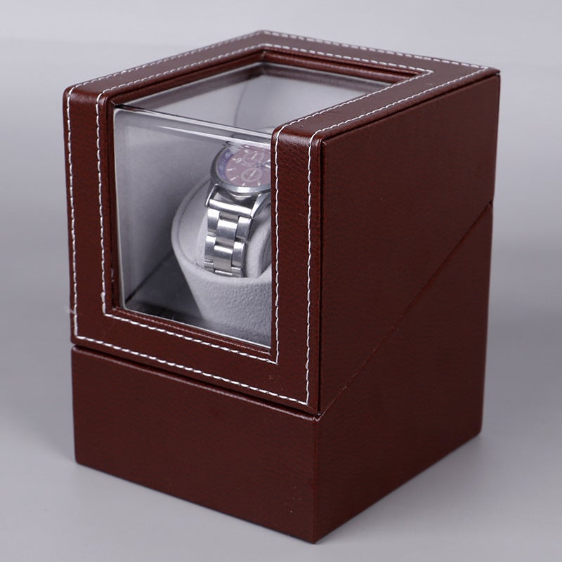 Tan Yun Zhiyuan Carbon Fiber Pu Leather 1+0 Automatic Winding Motor Box Watch Storage Display Watch Shaker - Image 1