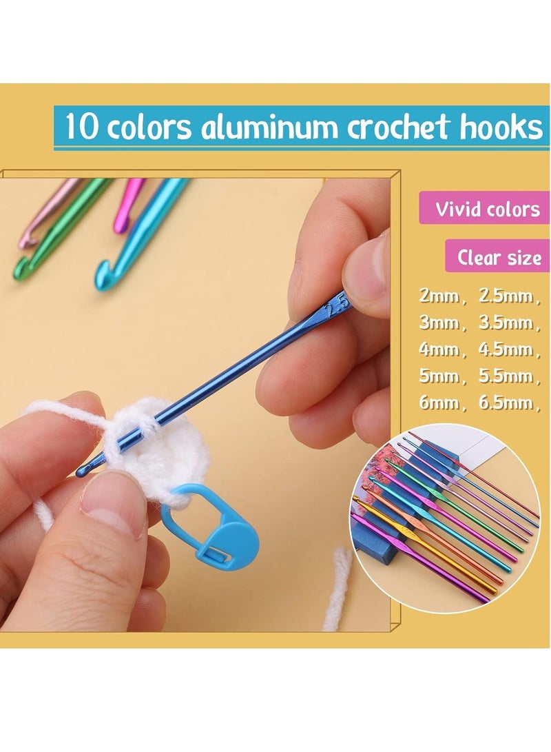 SYOSI Crochet Hooks Set 110 Pcs Crochet Kit Crochet Hooks Kit with Storage Case Ergonomic Knitting Needles Blunt Needles Stitch Marker DIY Hand Knitting Craft Art Tools for Beginners - Image 5