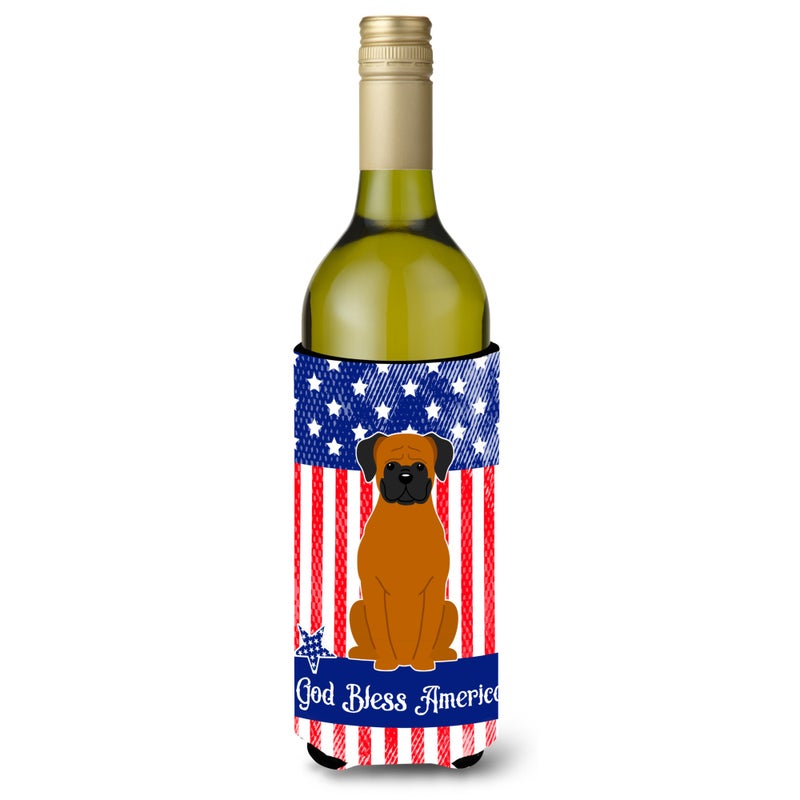 Caroline's Treasures ""Caroline's Treasures BB3110LITERK Patriotic USA Fawn Boxer Wine Bottle Hugger cold-beverage-koozies  750 ml  Multicolor""
