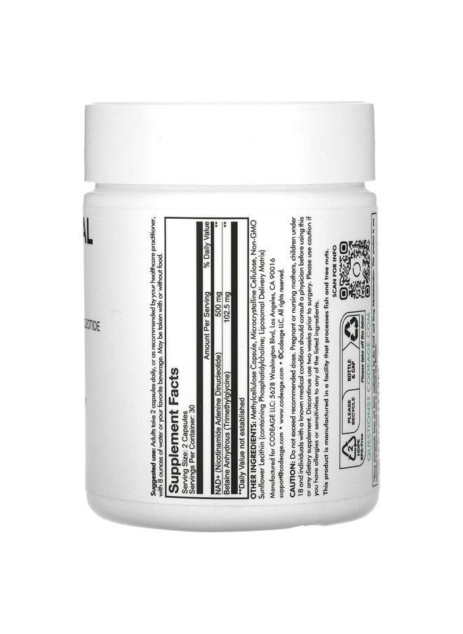 Codeage Liposomal NAD+, Eternal, Nicotinamide Adenine Dinucleotide Trimethylglycine, 60 Capsules  - Image 2