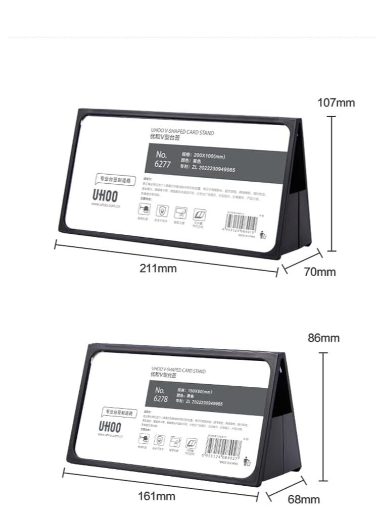 Eckek حامل لوحة اسم مكتب إيكك، حامل علامة بلاستيكي لعرض الطاولة، لوحة اسم قابلة للطي من الجانبين - Image 5
