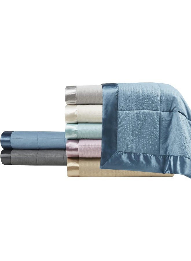 madison park Madison Park Cambria Down Alternative Blanket Premium 3M Scotchgard Moisture Wicking Treatment Lightweight and Soft Bed Cover For Summer with Satin Trim Oversized King Ivory  - Image 2