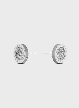 Womens Stainless Steel Stud Earrings Embellished With Crystals - 2780565