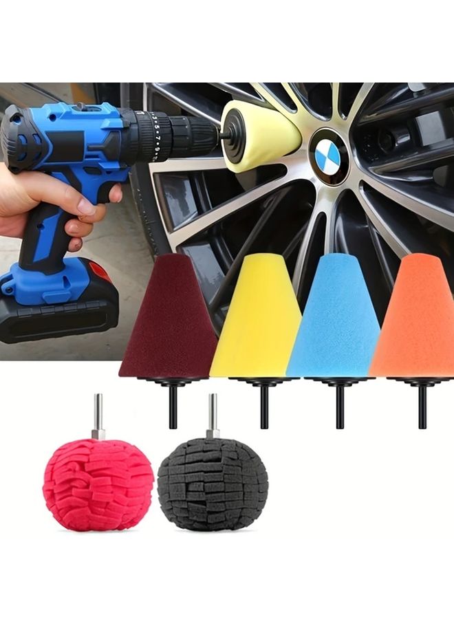 1pc Yellow Polishing Cone Sponge Buffing For Automotive Car Wheel Hub And Metal Polish - Image 2