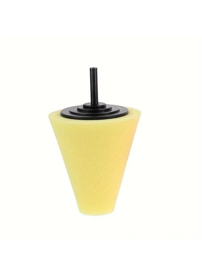 1pc Yellow Polishing Cone Sponge Buffing For Automotive Car Wheel Hub And Metal Polish - Image 1