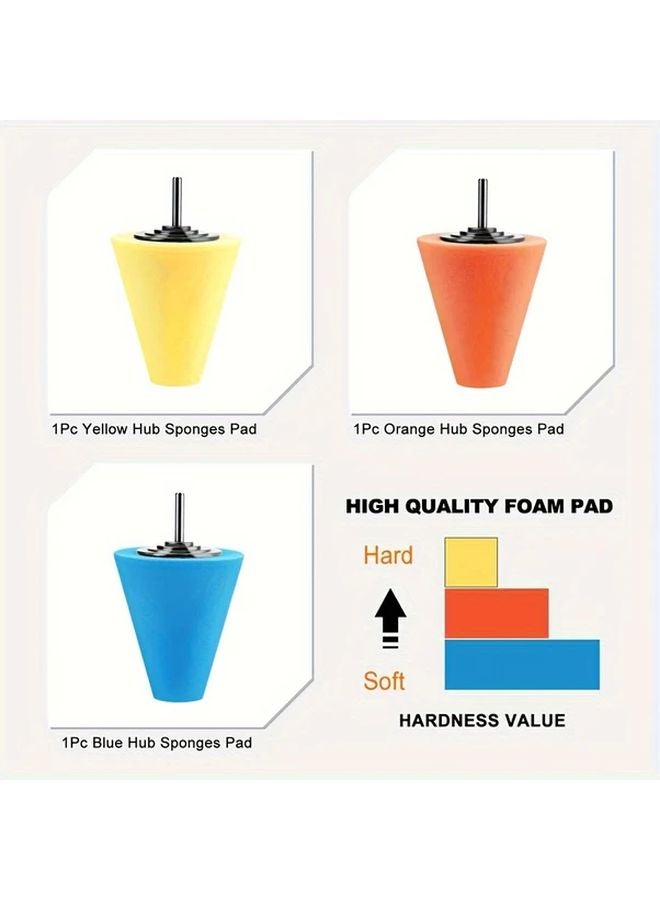 1pc Yellow Polishing Cone Sponge Buffing For Automotive Car Wheel Hub And Metal Polish - Image 5