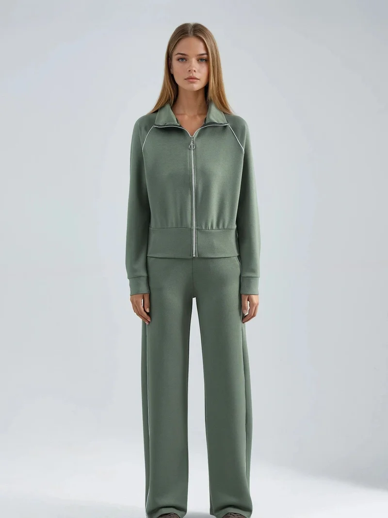 HICCUP Modal Touch Zippered Sweatshirt & Pants Two-Piece Set Bersan Collection