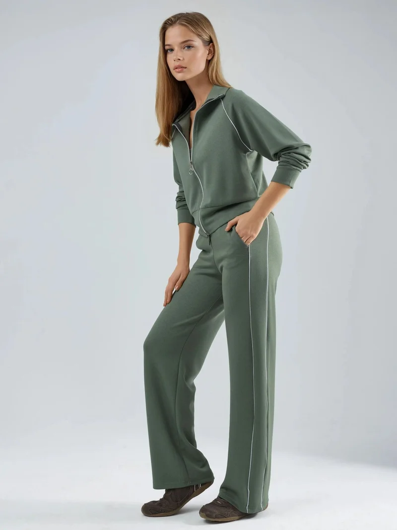 زوبعة Modal Touch Zippered Sweatshirt & Pants Two-Piece Set Bersan Collection