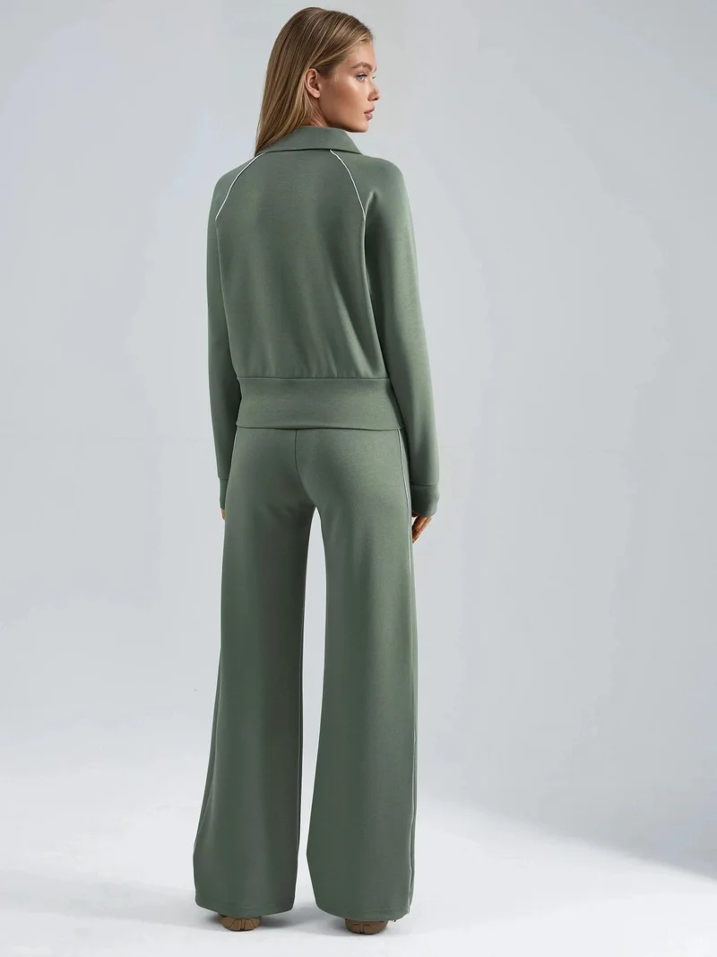 HICCUP Modal Touch Zippered Sweatshirt & Pants Two-Piece Set Bersan Collection