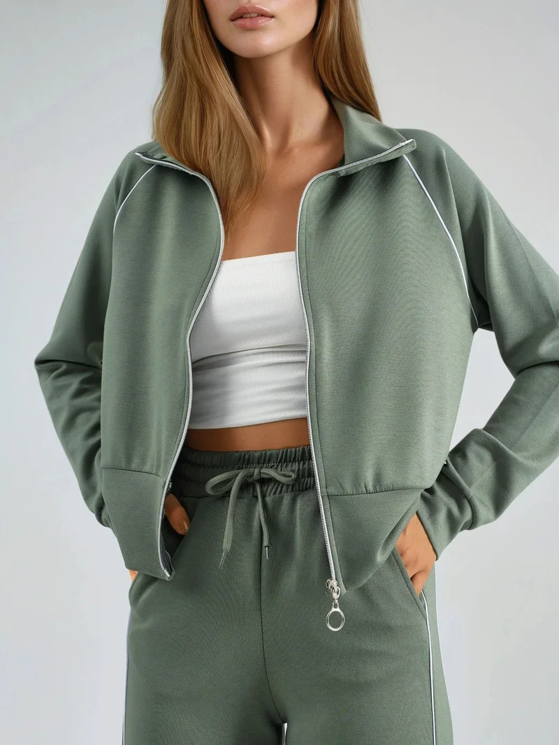 HICCUP Modal Touch Zippered Sweatshirt & Pants Two-Piece Set Bersan Collection