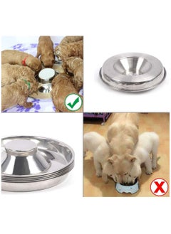 Excefore Puppy Feeding Bowls,Stainless Steel Metal Dog Bowls,Puppy Weaning Bowl Puppy Dishes,Litter Feeding Bowls for Multiple Puppies Cats Eating at Same Time for Small Medium Large Dogs  - Image 4