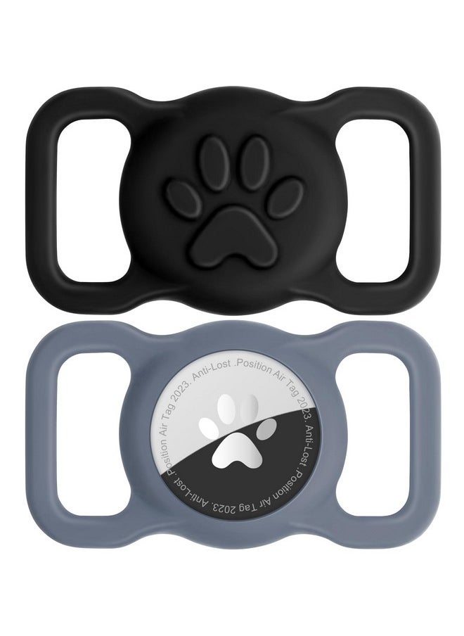 Joytale Joytale 2 Pack Airtag Dog Collar Holder, Elastic Silicone Material with Slide-On Loop, Light and Durable Apple Air tag Holder for Dogs and Cats(Black/Grey)  - Image 1