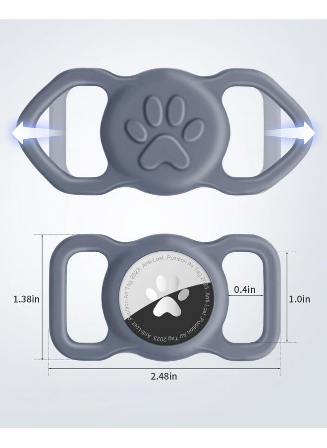 Joytale Joytale 2 Pack Airtag Dog Collar Holder, Elastic Silicone Material with Slide-On Loop, Light and Durable Apple Air tag Holder for Dogs and Cats(Black/Grey)  - Image 3
