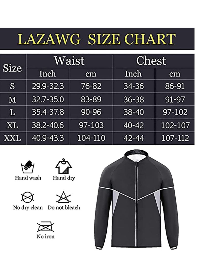 SYOSI Sauna Suit for Men Sweat Sauna Jacket Long Sleeve Workout Zipper Sweat Top Gym Fitness Sauna Shirt(Size L) - Image 4