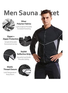 SYOSI Sauna Suit for Men Sweat Sauna Jacket Long Sleeve Workout Zipper Sweat Top Gym Fitness Sauna Shirt(Size L)  - Image 3