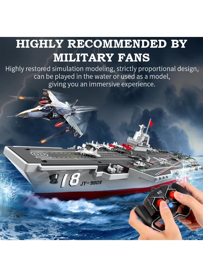 RC Boats for Kids 8-12, 16-inch Warship Battleship Aircraft Carrier with 2 Rechargeable Batteries, 15mph High Speed Remote Control Military Ship for Pool & Lake, Exhibits Model Gift for Boys - Image 2