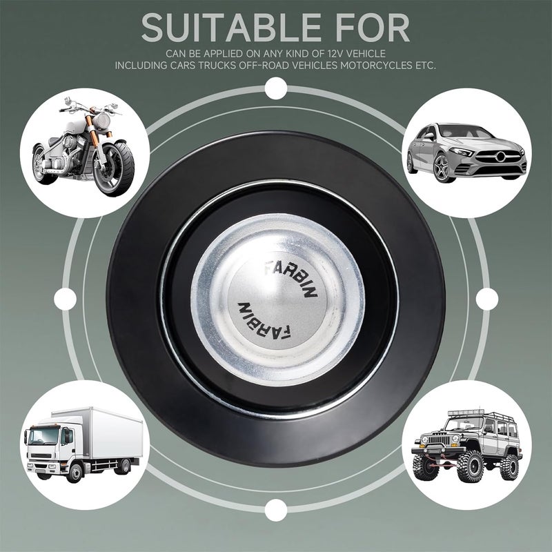 FARBIN Car Horn Loud 12V High/Low Tone Super Loud Waterproof Motorcycle Horn for Trucks Pickups SUV (Black) - Image 3