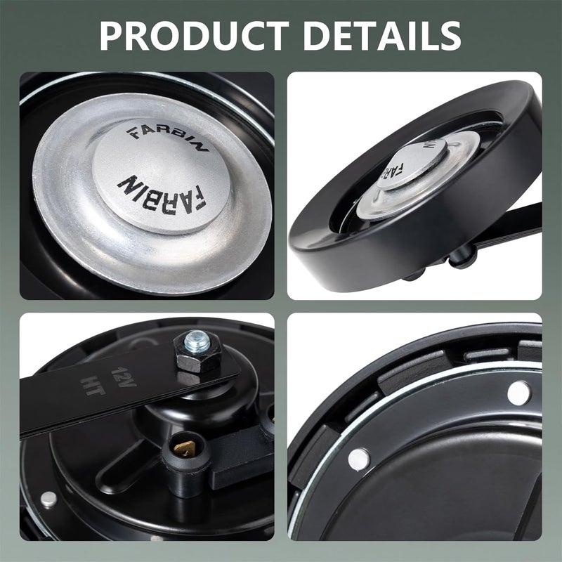 FARBIN Car Horn Loud 12V High/Low Tone Super Loud Waterproof Motorcycle Horn for Trucks Pickups SUV (Black) - Image 4