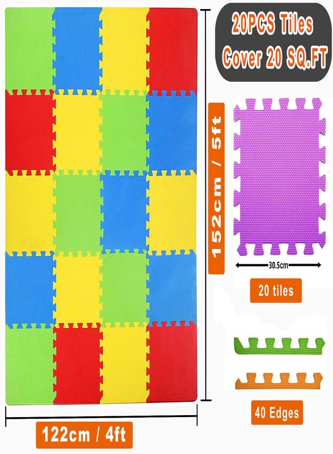 Kangler Kids Puzzle Play Mats, 20pcs Extra Large Colorful Foam Flooring Tiles, Interlocking Floor Mats with Borders for Children Infant Baby Crawling, Exercise, Playroom, Play Area, Baby Nursery - Image 3
