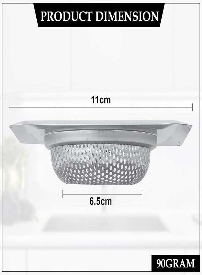 Wildmaker Rust-Proof Premium Kitchen Sink Strainer with Fine Mesh | Sink Drain Strainer for Kitchen, Utility Sinks & Bathroom Prevents Food Wastage & Hair Clogs | (1, Square) - Image 2