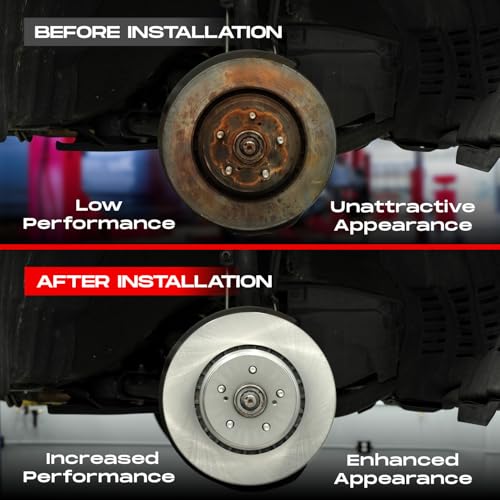 R1 Concepts Front Brakes and Rotors Kit |Front Brake Pads| Brake Rotors and Pads| Ceramic Brake Pads and Rotors |fits 2015-2021 Jeep Renegade, 2016-2019 Fiat 500X, 2017-2021 Jeep Compass - Image 5