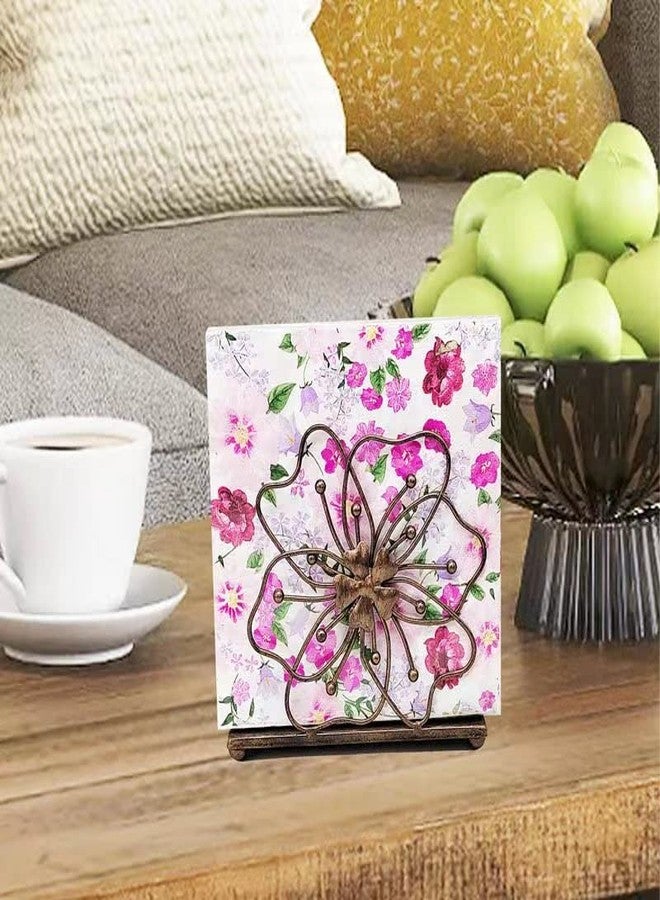آول جيفت حامل مناديل بتصميم زهرة من OwlGift، موزع مناديل قائم بذاته، مكان لتخزين مناديل طاولة الطعام للمنزل والمطبخ والمطاعم والنزهات وحفلات الزفاف وحفلات الانتقال إلى منزل جديد - برونزي - Image 2