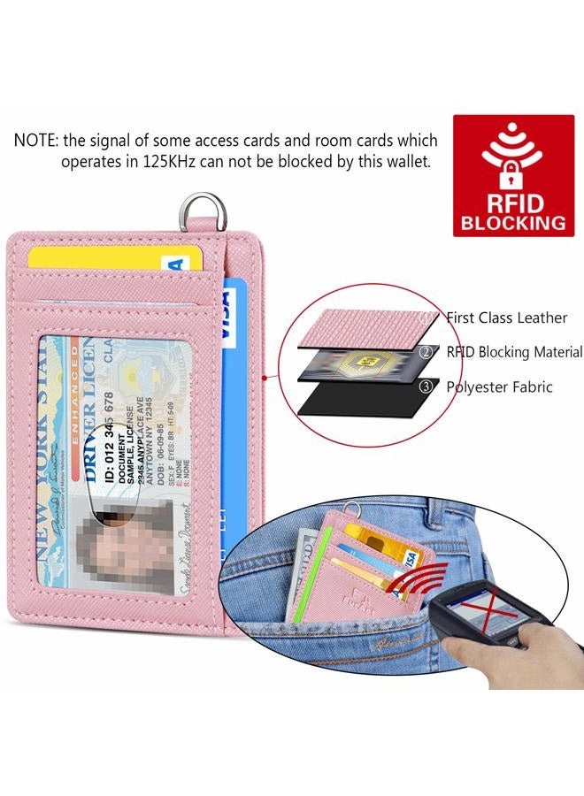 FurArt Minimalist Slim Wallet, Credit Card Holder with RFID Blocking for Women Men, Disassembly D Shackle Pink Saffiano - Image 5