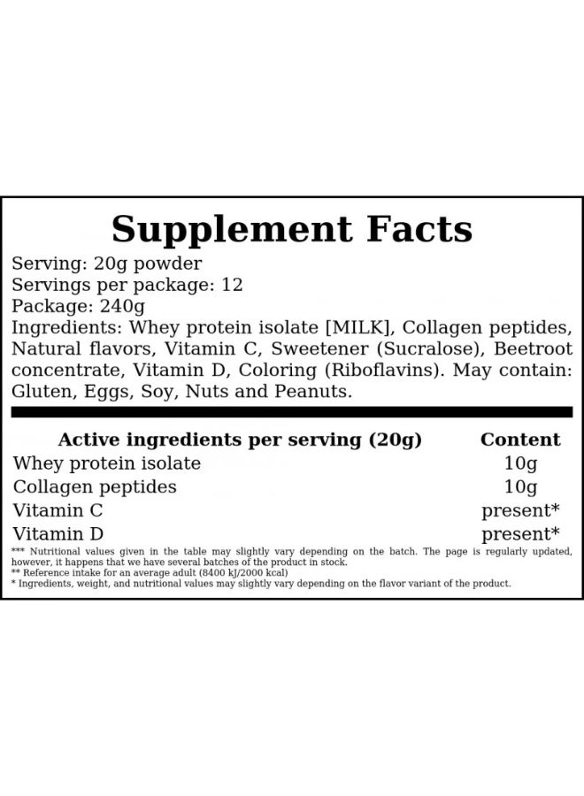 ON Clear Whey Protein Isolate Plus Collagen 240g Apple & Raspberry - Image 2