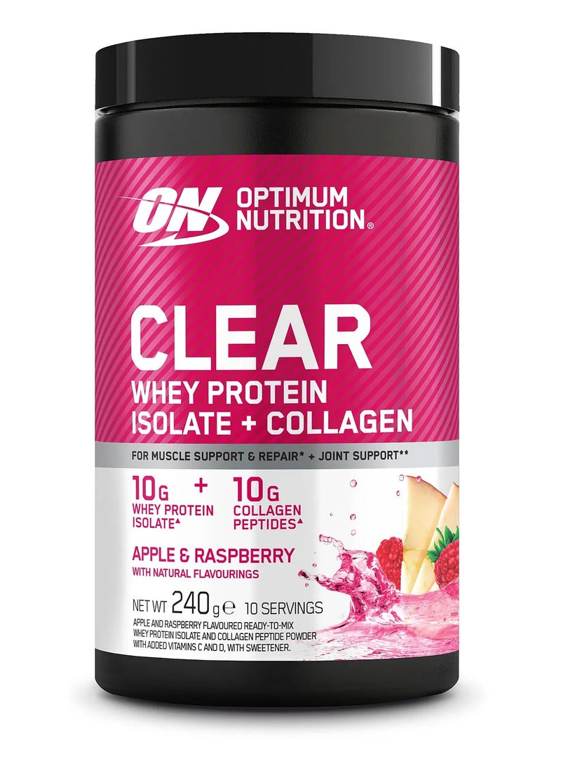 ON Clear Whey Protein Isolate Plus Collagen 240g Apple & Raspberry - Image 1
