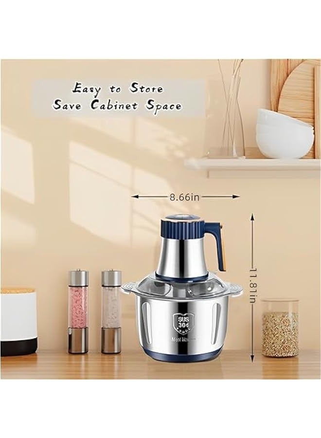 بيوينتي مفرمة طعام كهربائية سعة ٥ لتر، ٥٠٠ واط، من الفولاذ المقاوم للصدأ، ٥ سرعات، معالج طعام متعدد الوظائف لخلط العجين والبصل واللحوم والفواكه والثوم والخضروات وطعام الأطفال. - Image 3