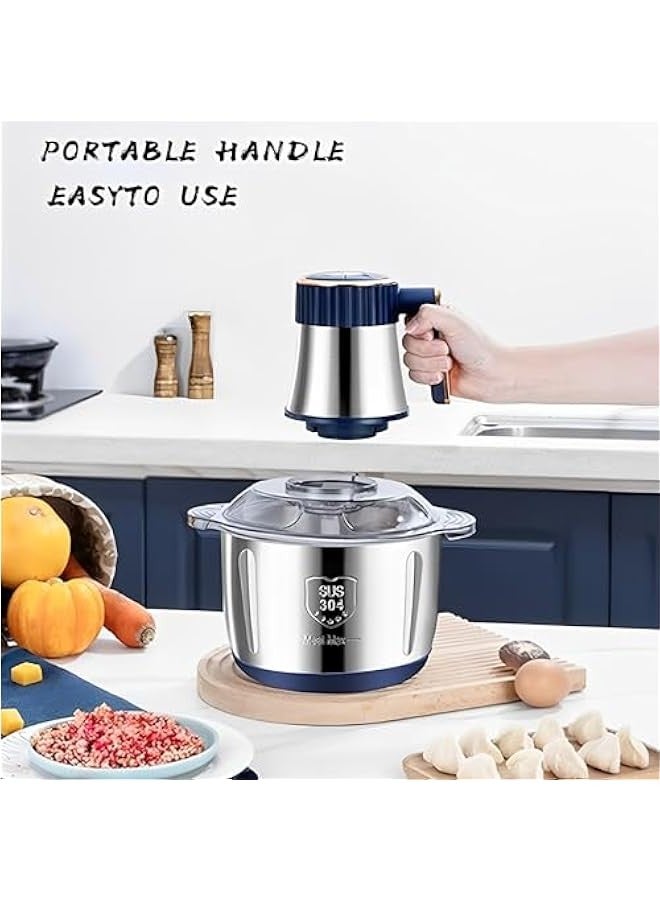 بيوينتي مفرمة طعام كهربائية سعة ٥ لتر، ٥٠٠ واط، من الفولاذ المقاوم للصدأ، ٥ سرعات، معالج طعام متعدد الوظائف لخلط العجين والبصل واللحوم والفواكه والثوم والخضروات وطعام الأطفال. - Image 5