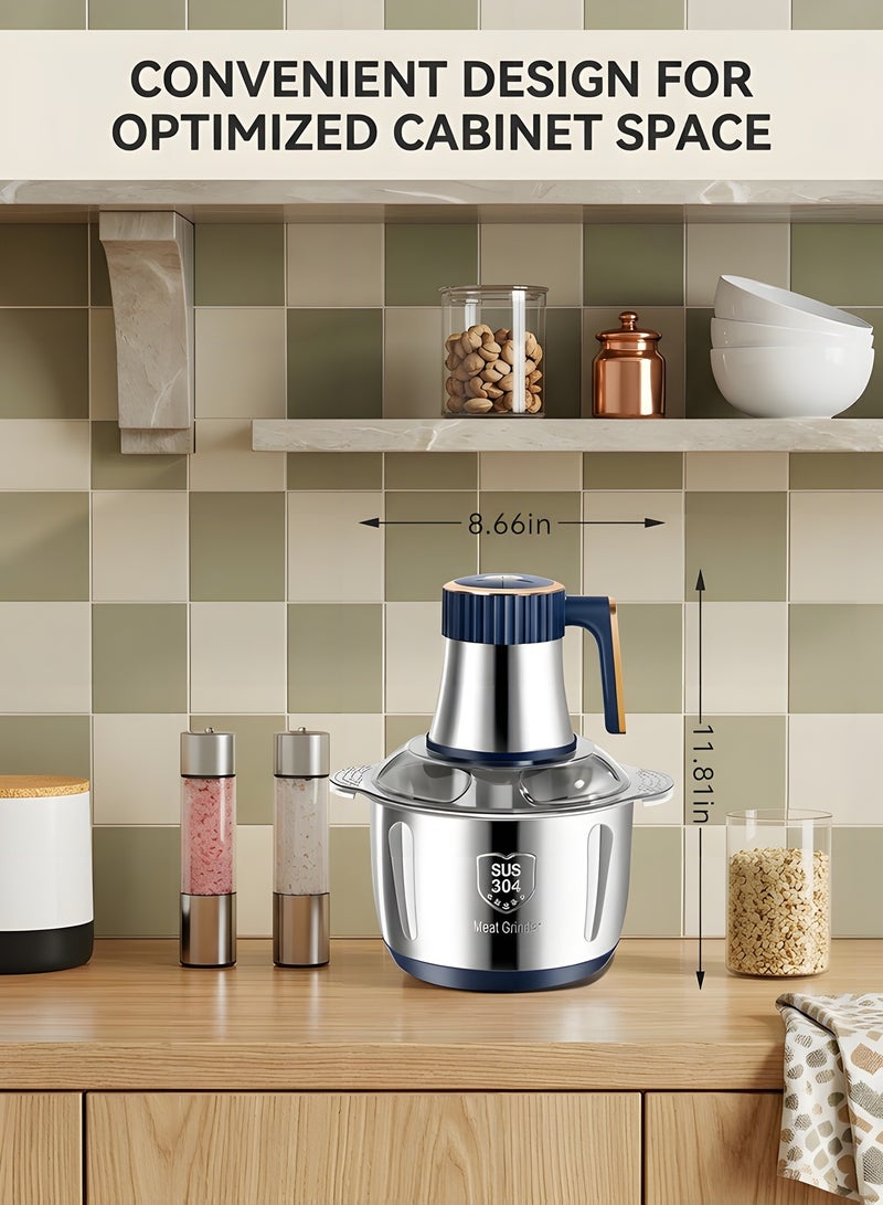 Beauenty 5L Electric Food Chopper,500W Stainless Steel Meat Grinder Electric,5-Speed Mode,Multi-Function Food Processor for Dough Stirring,Onion,Meat,Fruits, Garlic,Vegetables,Baby Food - Image 3