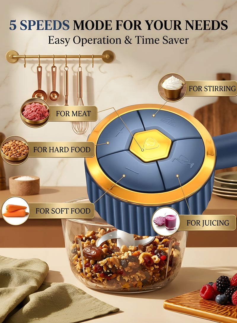 Beauenty 5L Electric Food Chopper,500W Stainless Steel Meat Grinder Electric,5-Speed Mode,Multi-Function Food Processor for Dough Stirring,Onion,Meat,Fruits, Garlic,Vegetables,Baby Food - Image 4