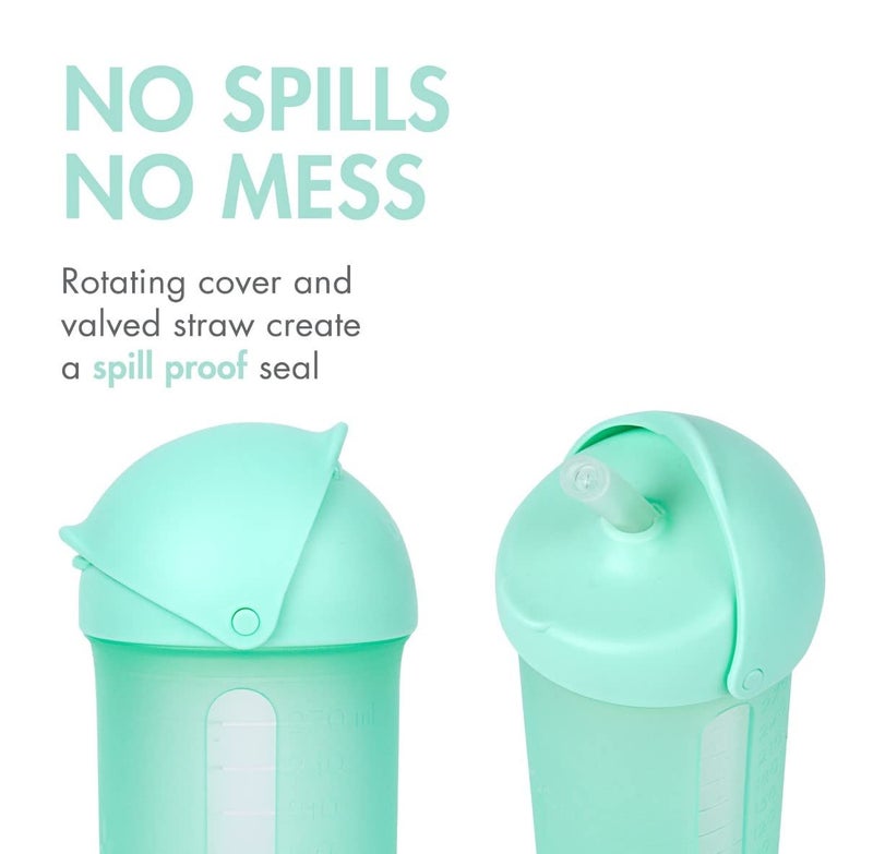 Boon Swig Insulated Silicone Straw Sippy Cup - Flip Top Spill Proof Toddler Straw Cups - Baby and Toddler Feeding Supplies - Baby Travel Essentials - 9 Oz - Mint - Image 3