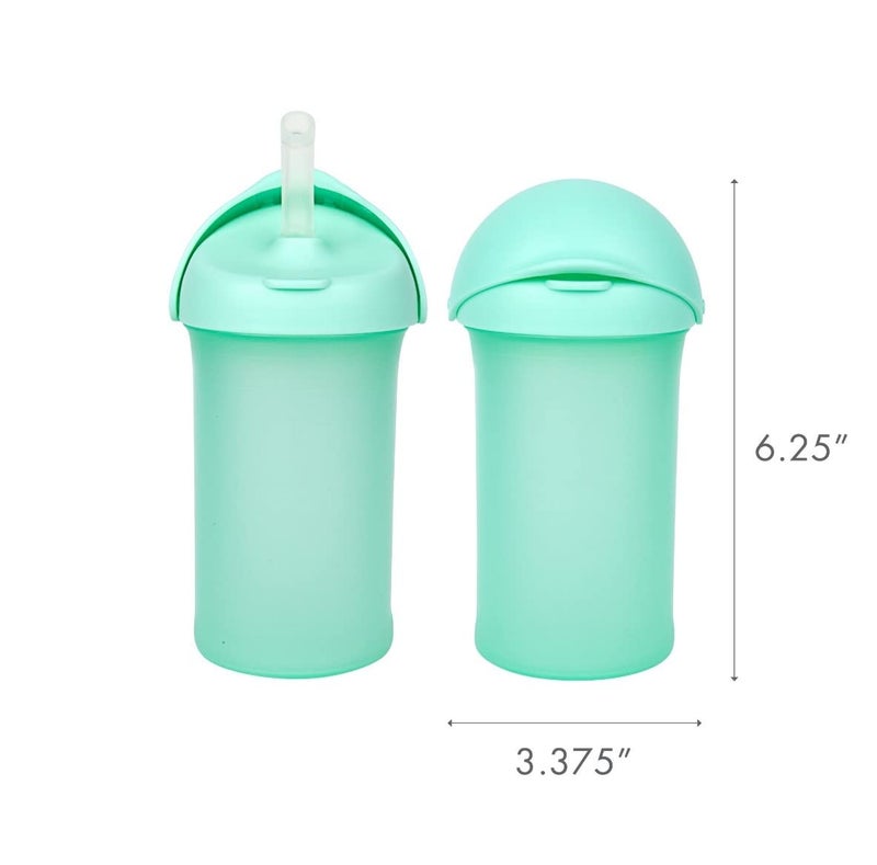Boon Swig Insulated Silicone Straw Sippy Cup - Flip Top Spill Proof Toddler Straw Cups - Baby and Toddler Feeding Supplies - Baby Travel Essentials - 9 Oz - Mint - Image 5
