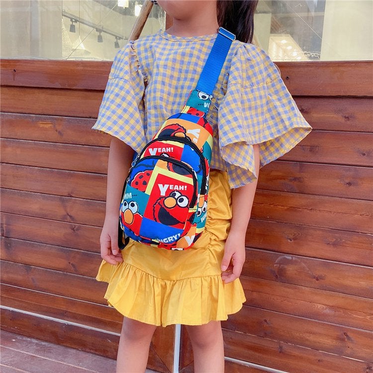 Bag Children'S Bag New 2021 Crossbody Shoulder Bag Boys' Chest Bag Korean Cartoon Canvas Sesame Street Coin Purse - Image 3