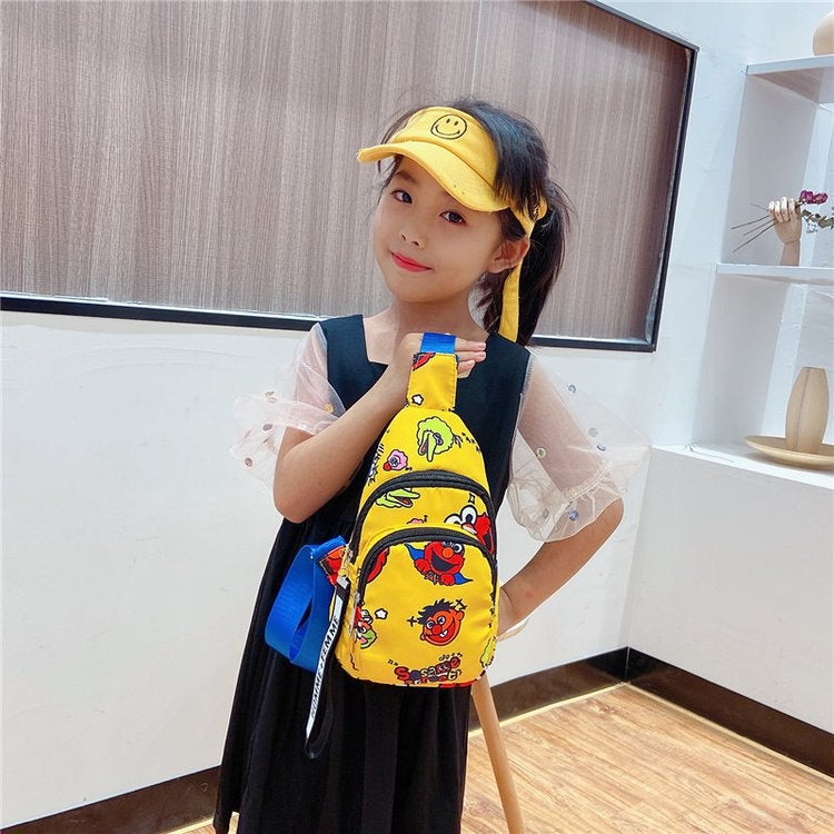 Bag Children'S Bag New 2021 Crossbody Shoulder Bag Boys' Chest Bag Korean Cartoon Canvas Sesame Street Coin Purse - Image 4