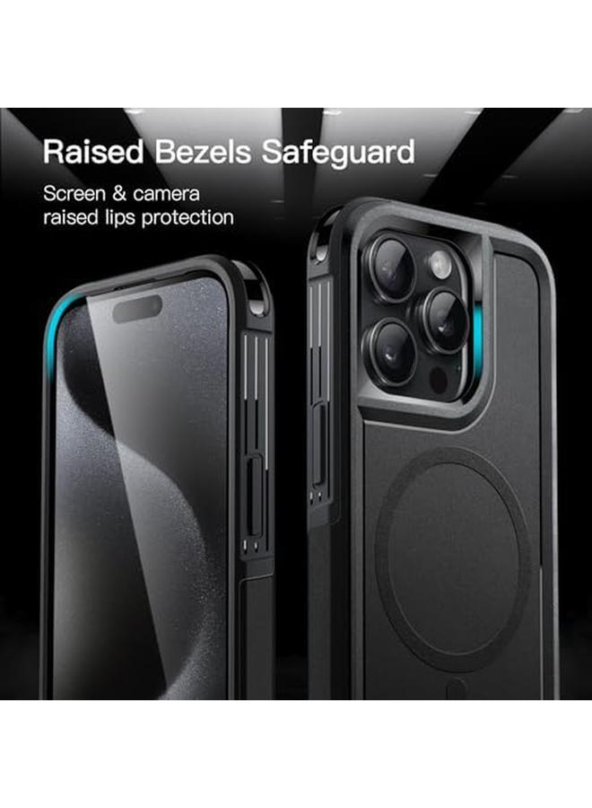 جي تيك جراب لهاتف iPhone 15 Pro Max مقاس 6.7 بوصة متوافق مع Magsafe شديد التحمل بطبقة مزدوجة للحماية القوية ومضاد للصدمات وغطاء مغناطيسي قوي للهاتف باللون الأسود - Image 4