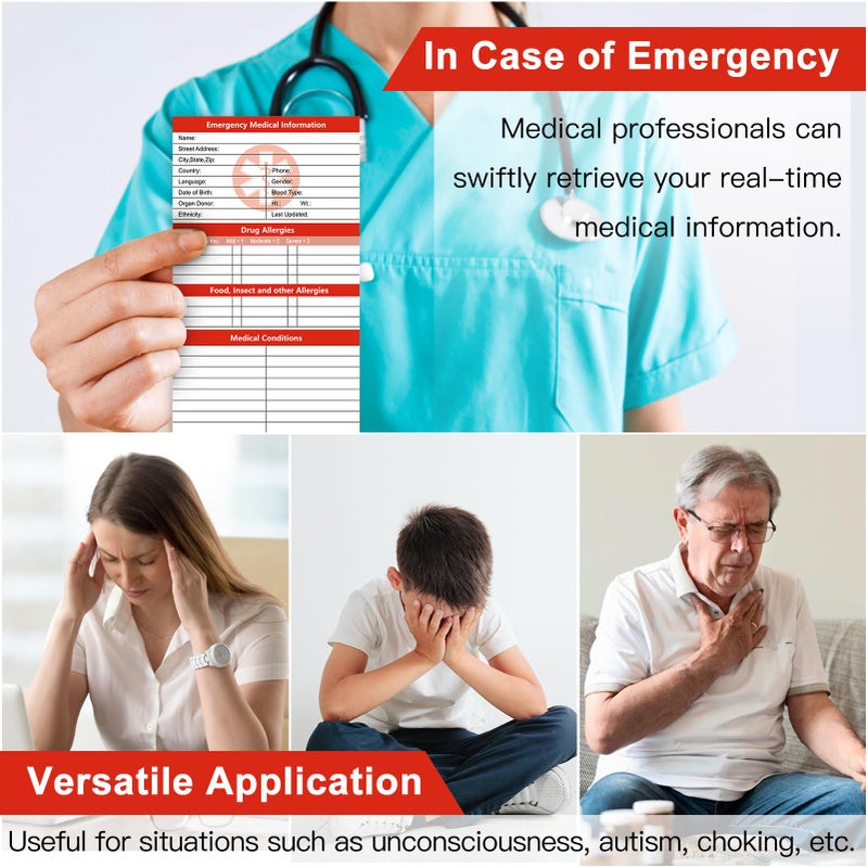 MEDMAX 8 Pack Emergency Medical Cards Tri-Folding with Protective Sleeves, Emergency Medical Alert Information Contact ID Card for Wallet Pocket - Image 4