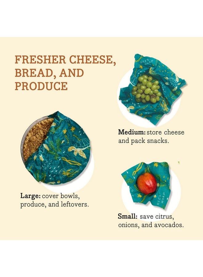Bee's Wrap Bee's Wrap Beeswax Wraps for Food - Ocean 3 Pack (S, M, L) Made in USA Reusable & Organic Food Wraps, Sandwich Wrap & Bowl Covers - Eco-Friendly Alternative to Aluminum Foil & Plastic Wrap  - Image 5