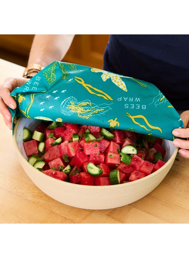 Bee's Wrap Bee's Wrap Beeswax Wraps for Food - Ocean 3 Pack (S, M, L) Made in USA Reusable & Organic Food Wraps, Sandwich Wrap & Bowl Covers - Eco-Friendly Alternative to Aluminum Foil & Plastic Wrap  - Image 4