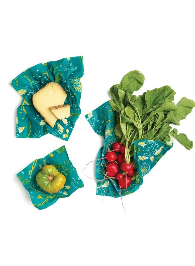 Bee's Wrap Bee's Wrap Beeswax Wraps for Food - Ocean 3 Pack (S, M, L) Made in USA Reusable & Organic Food Wraps, Sandwich Wrap & Bowl Covers - Eco-Friendly Alternative to Aluminum Foil & Plastic Wrap  - Image 3