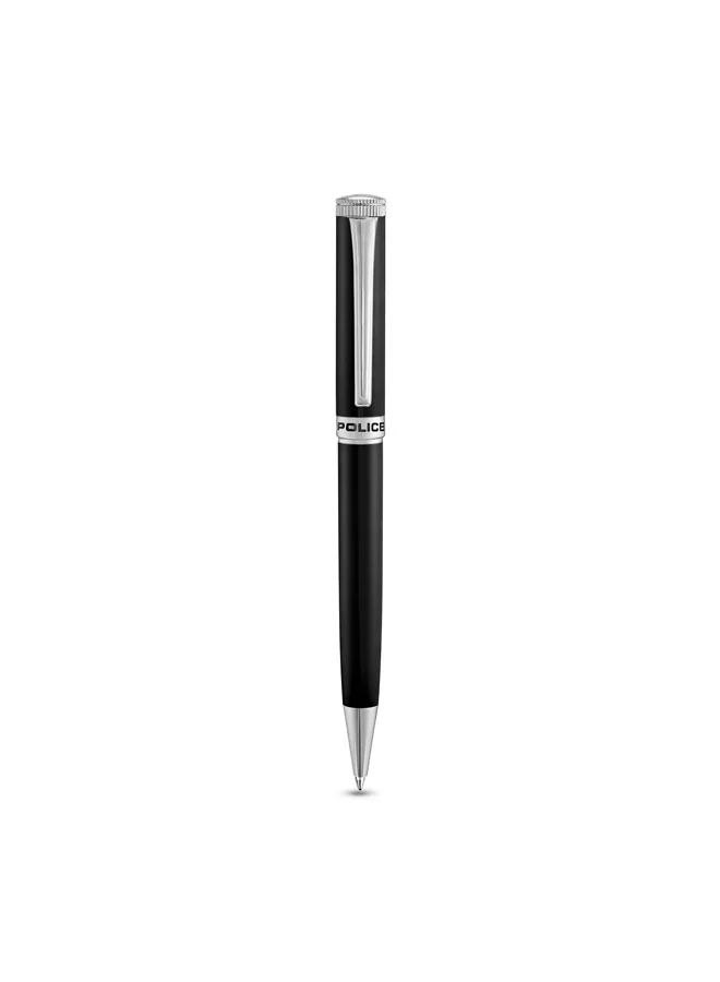 POLICE Century Stainless Steel Trims Twist Ballpoint Pen for Men, Blue Ink