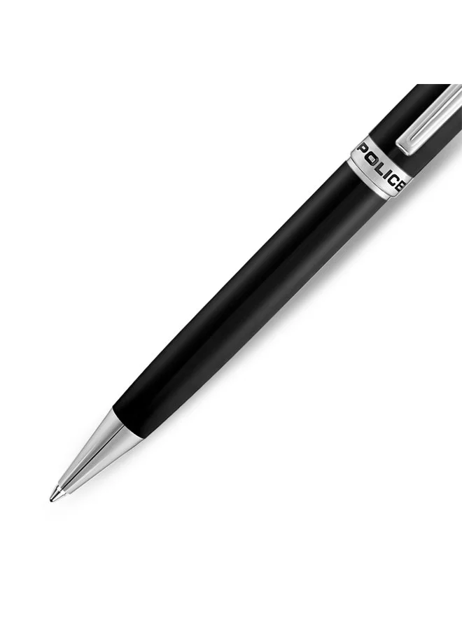 Police Black/Silver Century Stainless Steel Trims Twist Ballpoint Pen for Men, Blue Ink for Men | Best Price UAE