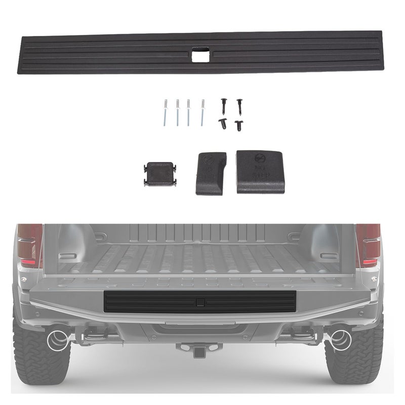 ECOTRIC Center Tailgate Molding Trim Compatible with 20152020 Ford F150 F150 Replacement for FL3Z9940602B FO1904135 Flexible Flex Step Cap Top Trim Protector Cover wRelease Button