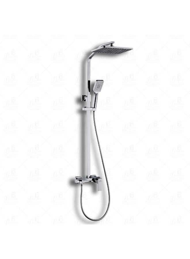 B BAGNO 9063-2CR Luxury Shower System – Wall Mounted, Chrome Finish, Rain & Hand Shower Combo, Thermostatic Mixer - Image 1