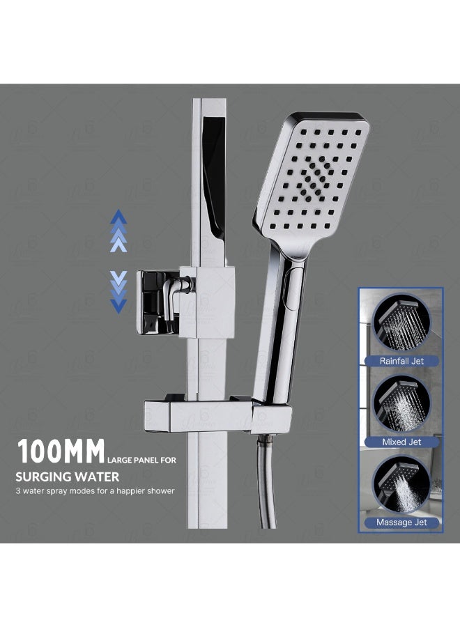 B BAGNO 9063-2CR Luxury Shower System – Wall Mounted, Chrome Finish, Rain & Hand Shower Combo, Thermostatic Mixer - Image 4