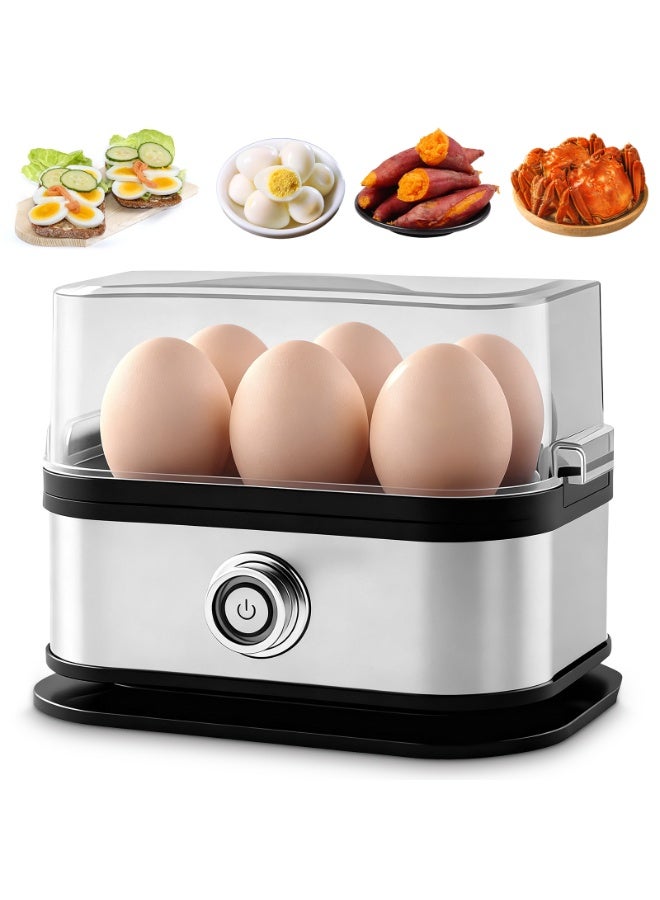 Naxifly Electric Egg Boiler, Rapid Stainless Steel Egg Cooker with Auto Shut Off for Soft, Medium, Hard Boiled, Omelet Maker Compact Electric Vegetable Steamer for Cooking, Easy to Clean - Image 1