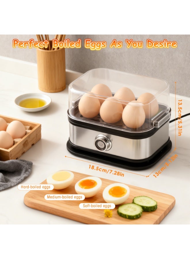 Naxifly Electric Egg Boiler, Rapid Stainless Steel Egg Cooker with Auto Shut Off for Soft, Medium, Hard Boiled, Omelet Maker Compact Electric Vegetable Steamer for Cooking, Easy to Clean - Image 2